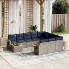 11-piece Loungeset with cushions poly rattan grey