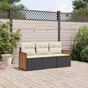 Loungeset 3-delig poly rattan zwart