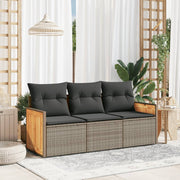 Loungeset 3-delig poly rattan grijs