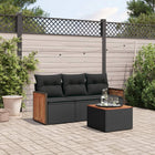 4-Delige Loungeset Met Kussens Poly Rattan Zwart