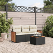 Loungeset 4-delig poly rattan zwart