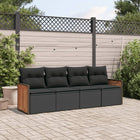 4-Delige Loungeset Met Kussens Poly Rattan Zwart