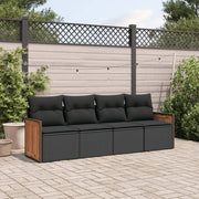 Loungeset 4-delig poly rattan zwart