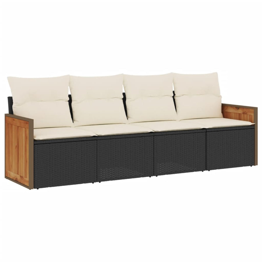 4-Delige Loungeset Met Kussens Poly Rattan Zwart