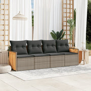 Loungeset 4-delig poly rattan grijs