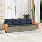 4-piece garden sofa set with cushions, grey poly rattan