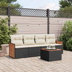 5-Piece Loungeset with Cushions Poly Rattan Black