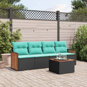 Tuinbankset polyrotan zwart met acacia tafel