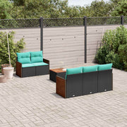 Tuinbankset 6-delig polyrotan zwart acacia