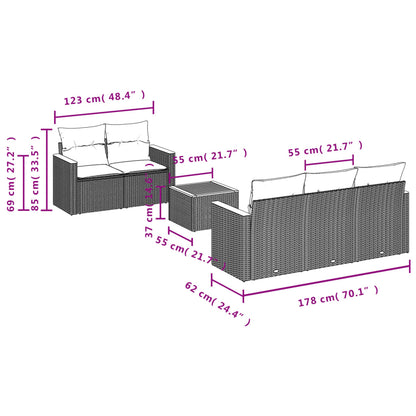 6-Delige Loungeset Met Kussens Poly Rattan Beige
