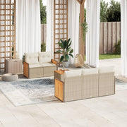 Loungeset 6-delig poly rattan beige