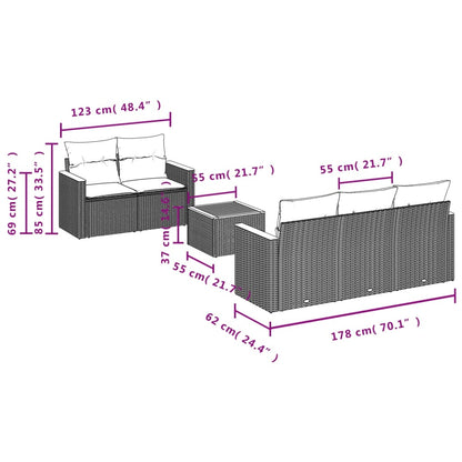 6-Delige Loungeset Met Kussens Poly Rattan Beige