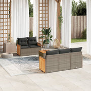 Loungeset 6-delig poly rattan grijs