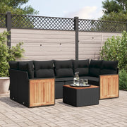 Loungeset 7-delig poly rattan zwart