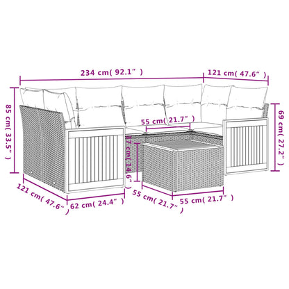 7-Delige Loungeset Met Kussens Poly Rattan Zwart