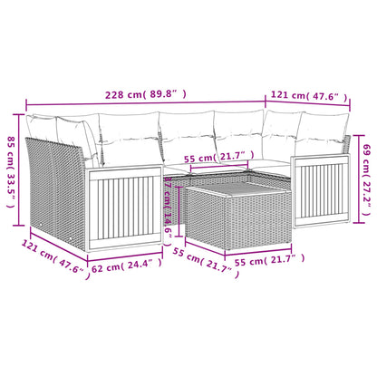 7-Delige Loungeset Met Kussens Poly Rattan Beige