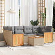 Loungeset 7-delig poly rattan beige