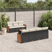 Loungeset 8-delig poly rattan zwart
