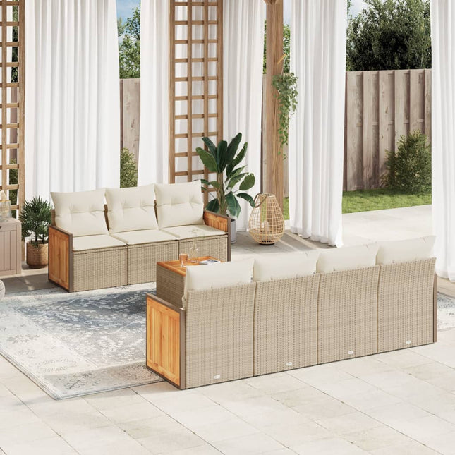 8-Delige Loungeset Met Kussens Poly Rattan Beige