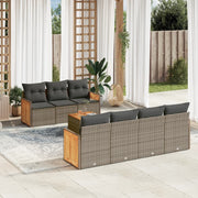 Loungeset 8-delig poly rattan grijs