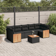 Loungeset 8-delig poly rattan zwart