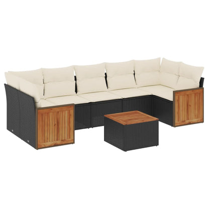 8-Delige Loungeset Met Kussens Poly Rattan Zwart