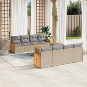 Loungeset 9-delig poly rattan beige