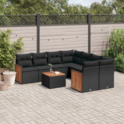 Loungeset 9-delig poly rattan zwart