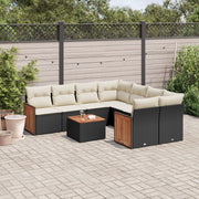 Loungeset 9-delig poly rattan zwart