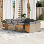 Loungeset 9-delig poly rattan beige
