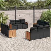 Loungeset 12-delig poly rattan zwart
