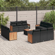 Loungeset poly rattan 13-delig zwart