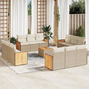 Loungeset 13-delig poly rattan beige