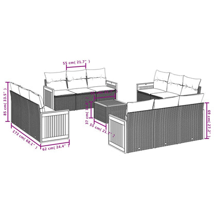 13-Delige Loungeset Met Kussens Poly Rattan Beige