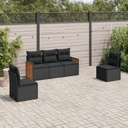 Loungeset 5-delig poly rattan zwart