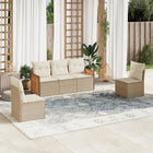 5-Delige Loungeset Met Kussens Poly Rattan Beige