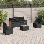 Loungeset 6-delig poly rattan zwart