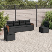 Loungeset 6-delig poly rattan zwart