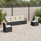6-piece Lounge Set with cushions poly rattan black