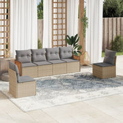 Loungeset 6-delig poly rattan beige