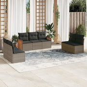 Loungeset 7-delig poly rattan grijs