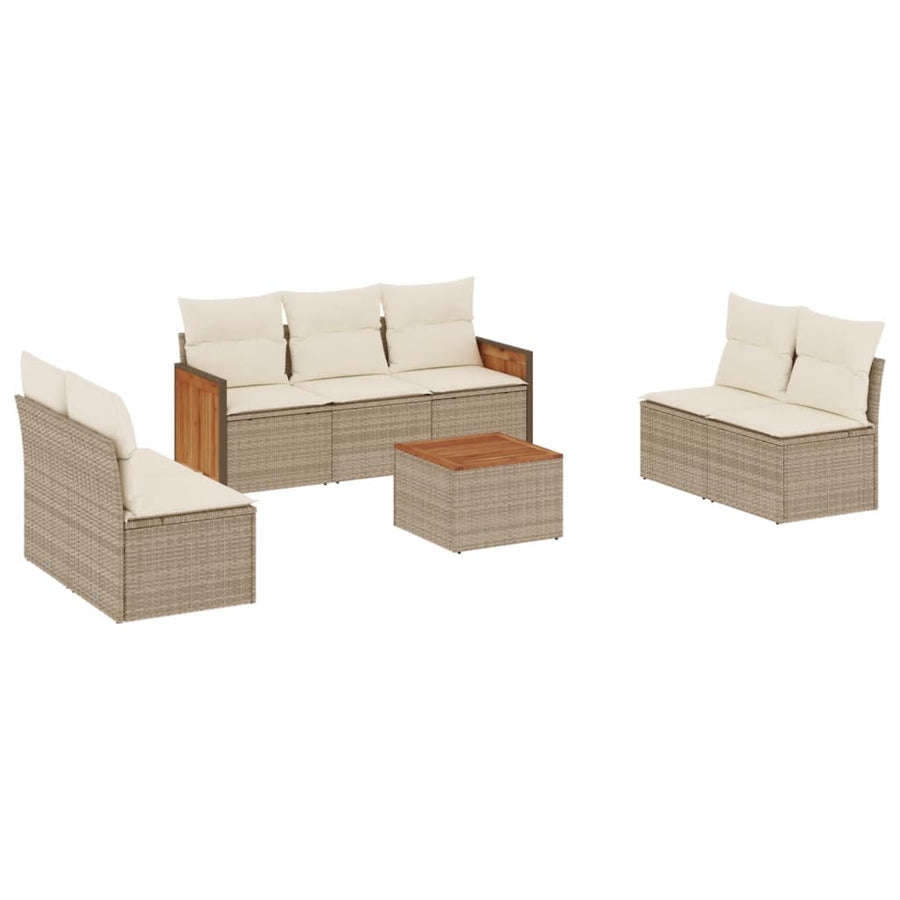 8-Delige Loungeset Met Kussens Poly Rattan Beige