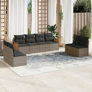 Loungeset 8-delig poly rattan grijs