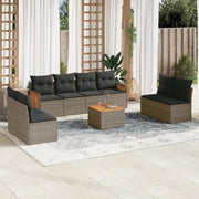 Loungeset 9-delig poly rattan grijs