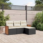 4-Delige Loungeset Met Kussens Poly Rattan Zwart