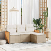 Loungeset 4-delig poly rattan beige