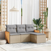 Loungeset 4-delig poly rattan beige