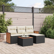 Loungeset 5-delig poly rattan zwart