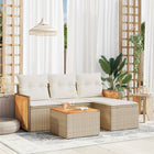 5-piece Loungeset with Cushions Poly Rattan Beige
