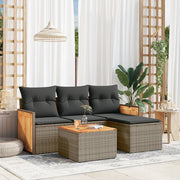 Loungeset poly rattan 5-delig grijs